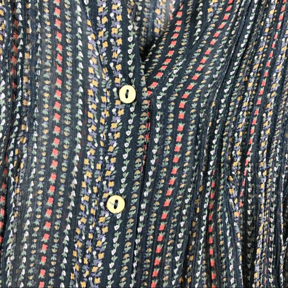 JOIE Silk Peasant Blouse Blue Floral Pattern Small - Picture 3 of 12